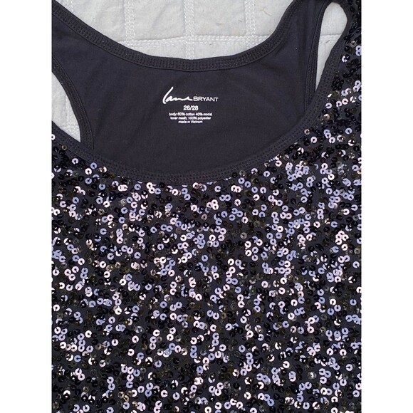 Lane Bryant sequin racerback tank top in black size 26/28 disco glam goth - Picture 8 of 8